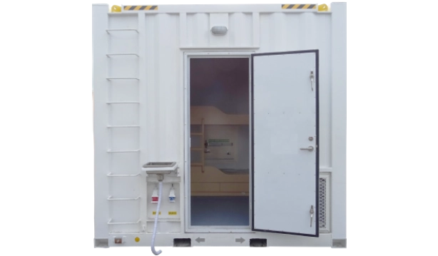 10 feet White Container Cabins rear view door open
